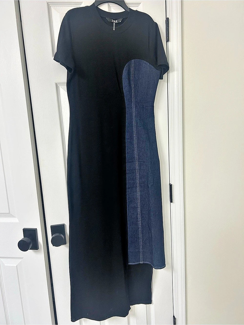 Color Block Maxi Dress in Black & Denim Like New